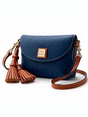 Dooney & Bourke Pebbled Leather Crossbody Saddle Bag Midnight Blue NWT